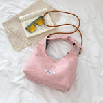 sac main femme rose clair étoiles dorées doux moderne casual tote toile