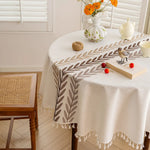 nappe table lin broderie végétale feuilles branches tassellettes classique beigeclair réutilisable machineextérieurhôtelmarriages
