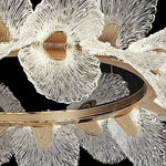 Suspension lumineuse cristal blanc doré fleurs relief moderne élégante chambre salon