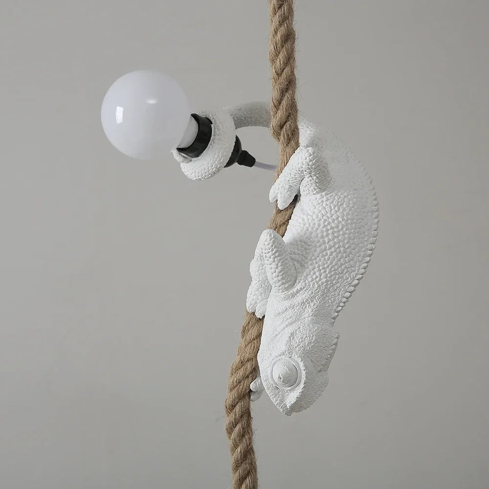 lampe suspendue moderne or orange blanc noir singe lézard brillant résine e27