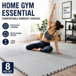 tapis sol mousse eva pouce interlocking gris clair texture ovale moderne pièces