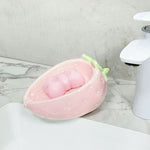 porte savon céramique forme fraise rose texture fraise feuilles vertes mignon decoratif blanc rouge