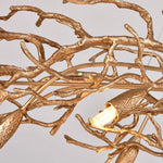 lustre cristal doré branches feuilles translucides moderne élégant suspension salon chambre luxe décoratif