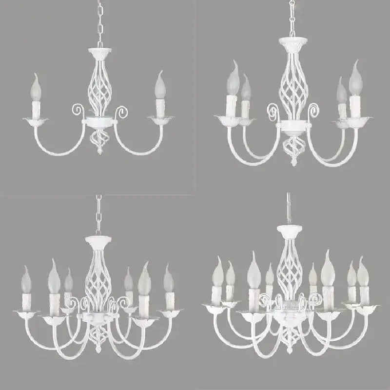 lustre pendentif blanc classique ampoules éclairage salon chambre restaurant vintage métal