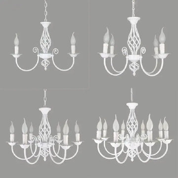 lustre pendentif blanc classique ampoules éclairage salon chambre restaurant vintage métal