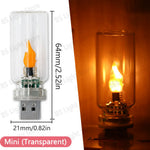 mini ampoule led flamme transparent frosted décoration usb imitations bougie chaleur blanc orange