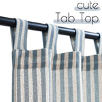 rideau tab top lin bleu marine blanc rayures moderne rustique pack deux pièces