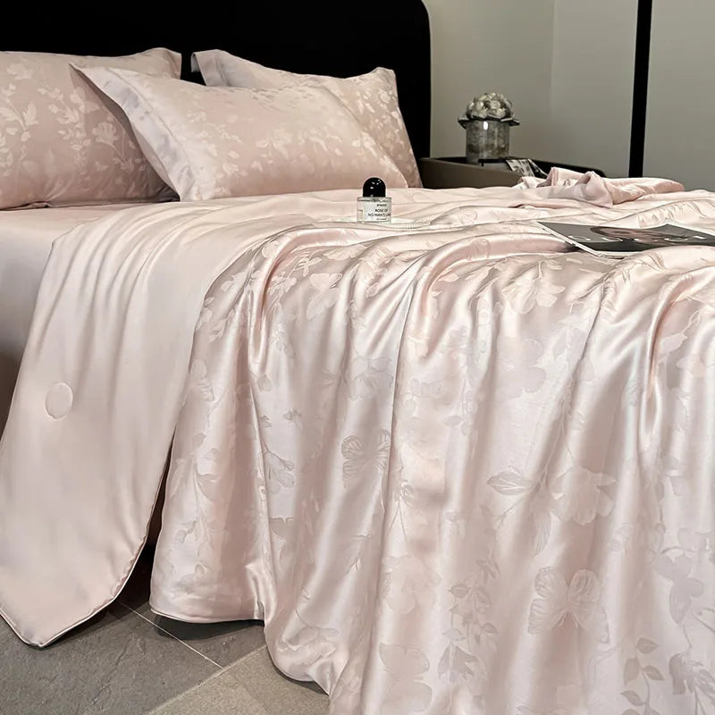 drap lit rose clair floral satiné été adultère lavable maison classique