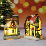 décorations noël maisons lumineuses multicolores motifs traditionnels résine vintage guirlandes lumineuses toits chaume fenêtres