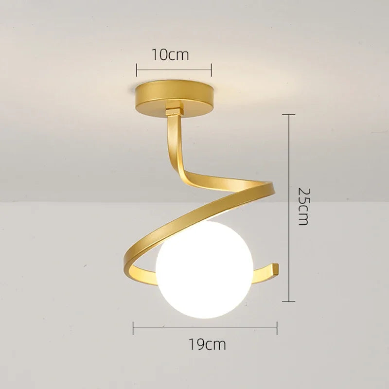 lampe suspendue or noir spirale moderne scandinave led éclairage intérieur chambre salon