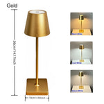 lampe table led rechargeable tactile gris noir doré conique mat moderne base carrée abat
