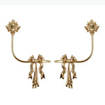 boucles rideau or ailes sculptées classiques décoratives noels dorés deux pièces