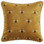 coussin brodé abeilles or élégant tissu polyester carré décoratif lit voiture