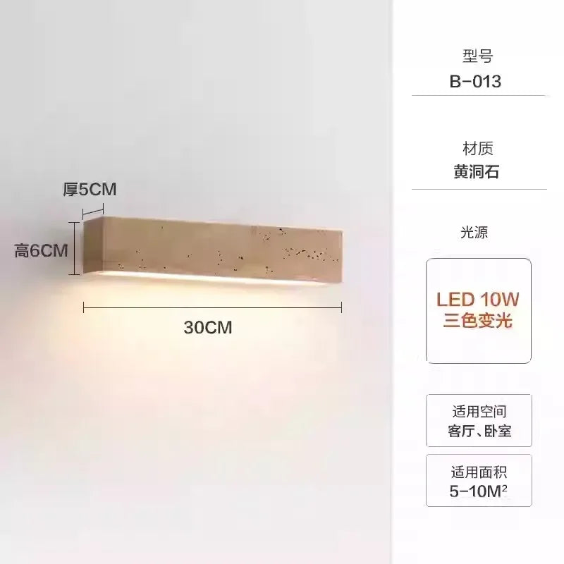applique murale led moderne pierre naturelle texture marbrée beige marron clair éclairage minimalisteintérieurextérieur
