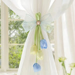 ruban fenêtre tulipes pendentifs blanc vert bleu violet rose décoratif semi transparent