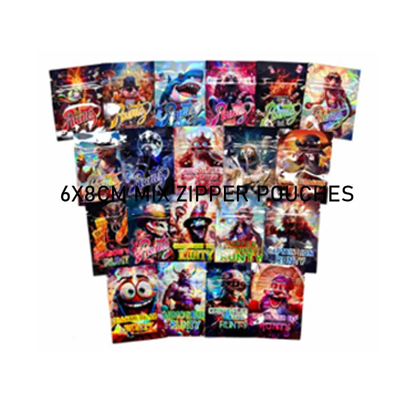 pochettes zippées multicolores imprimées graphiques 6x8cm opaques modernes respectueux environnement 100pcs
