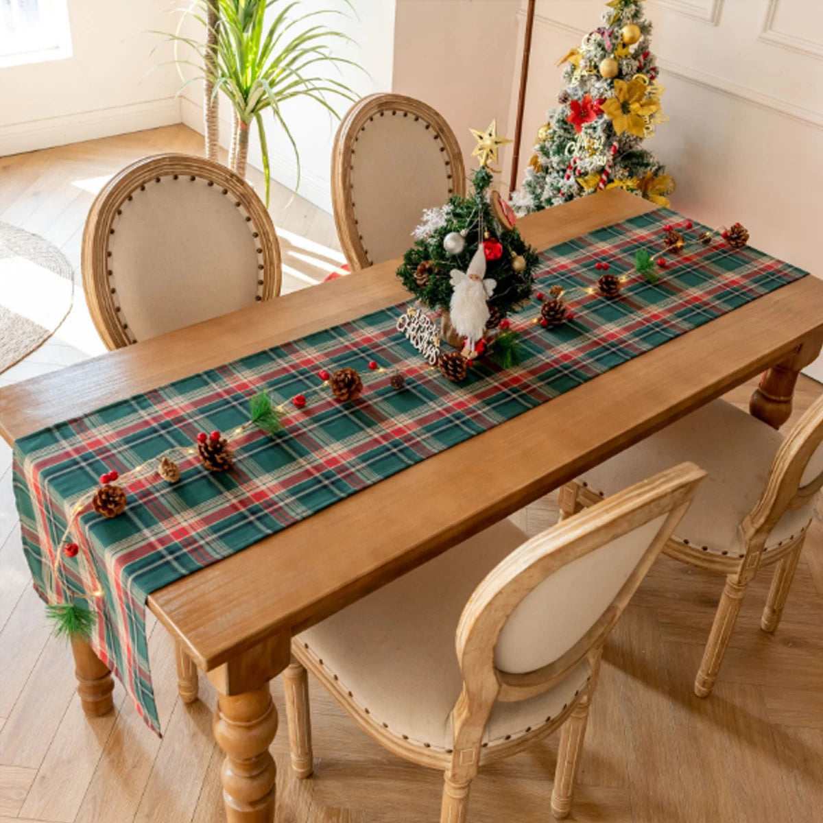 chemin table carreaux écossais vert rouge noël classique halloween pâques action grâce mariage coachellaRGBOpaque