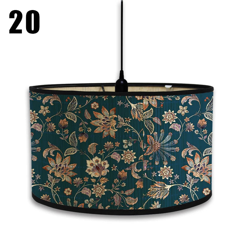 abat jour vintage bambou imprimé floral boho chic décoration maison art déco