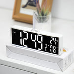 horloge numérique moderne écran led blanc noir vert compact rechargeable alarmes snooze acoustic control