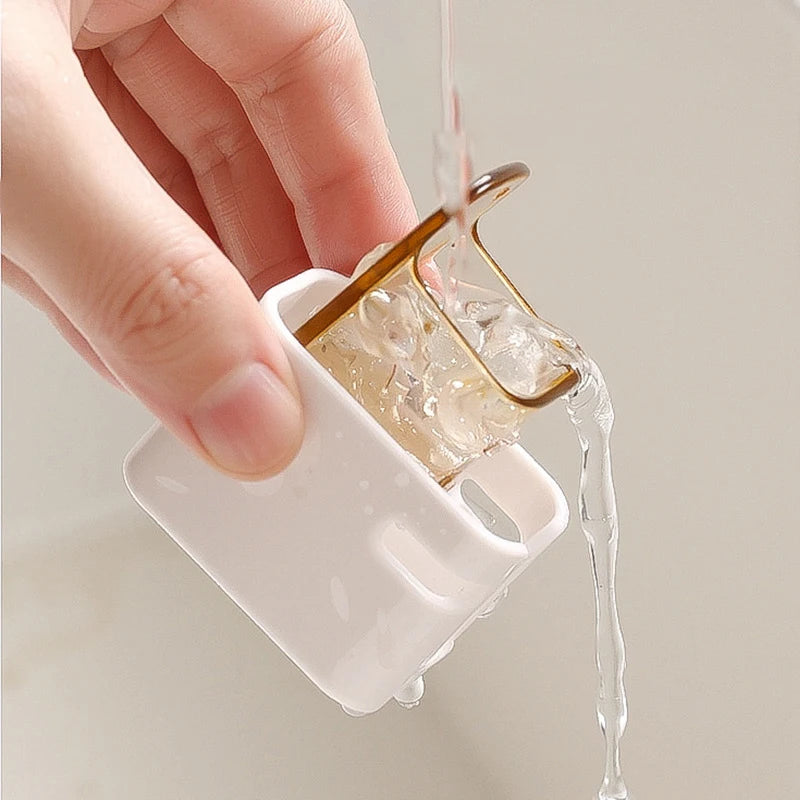 porte brosses dents blanc moderne adhésif sans perforetion anti poussière pièces transparent salon bain