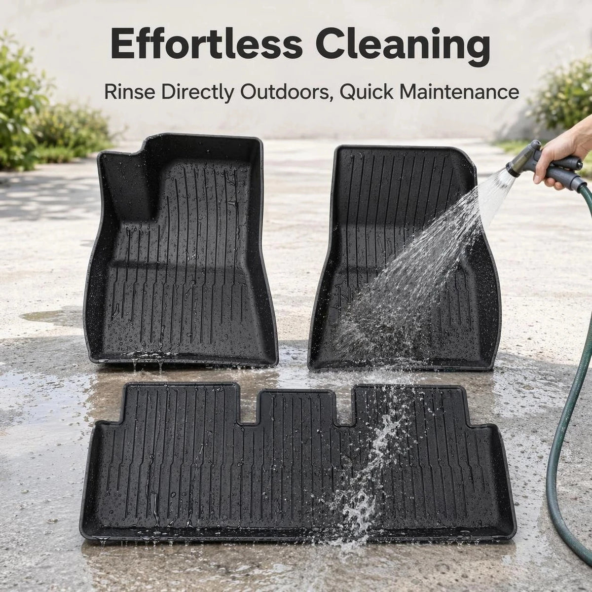 tapis sol voiture tesla model noir rayures horizontales anti dérapant velcro moderne tout terrain