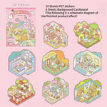 stickers muraux 3d animés enfants rose bleu vert personnages meubles adhésifs chambre transparents