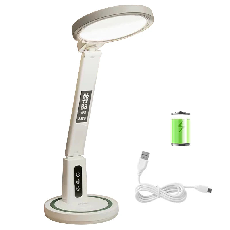 lampe rechargeable led horloge numerique blanc gris lecture étude