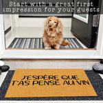 tapis porte imperméable antidérapant inscription vin humoristique extérieur intérieur beige noir