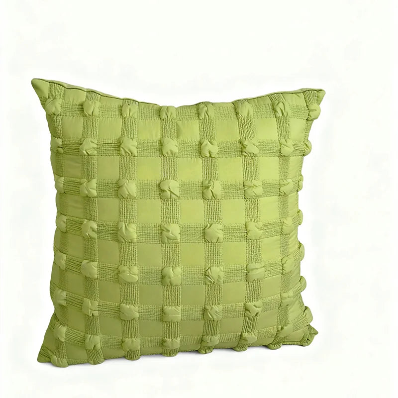 coussins carrés géométriques blanc rose clair vert olive amovibles modernes 30x50cm