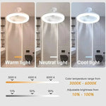 ventilateur led blanc moderne télécommande lames abs e27 opaques chambre salon