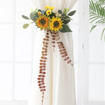 rideaux polonais sangles fleurs réalistes deco champêtre eucalyptus tournesols roses pivoines semi transparents 30x60cm