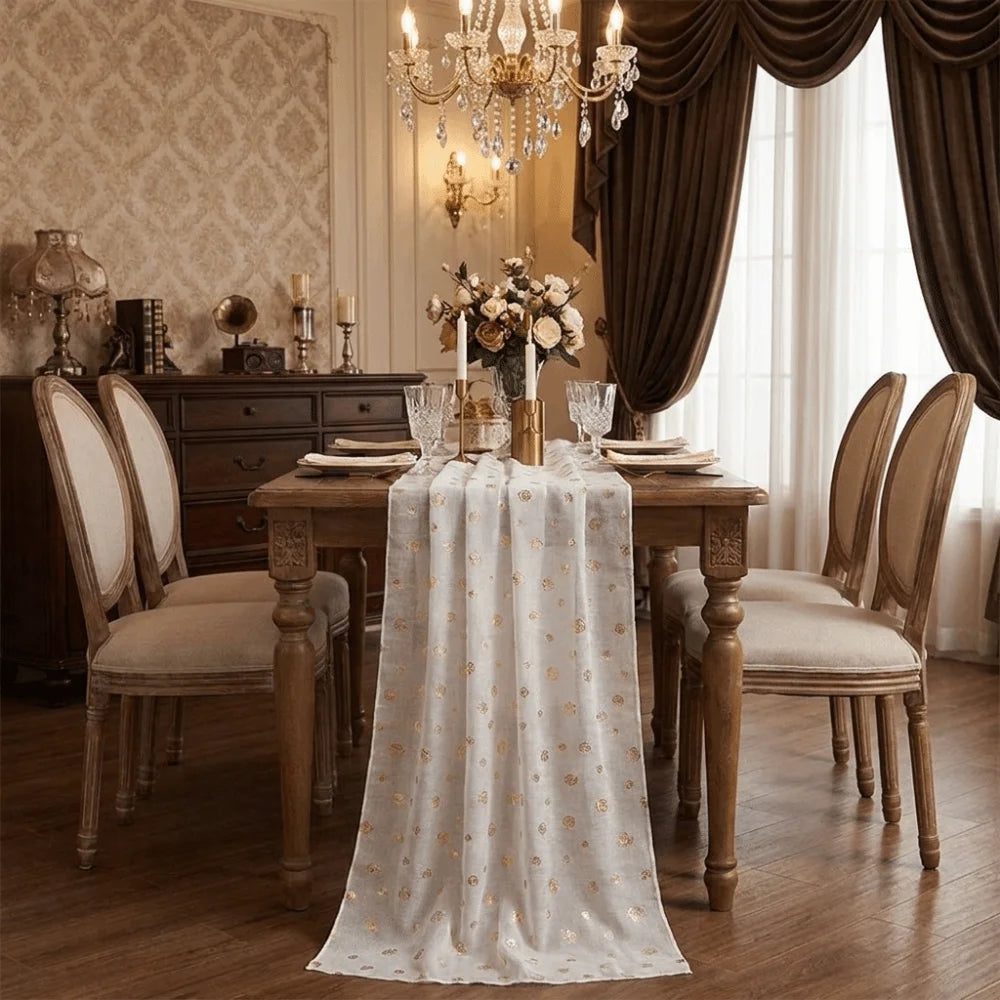 table table verte fleurs dorées noël saint valentin nouvelle année classique 90x180cm 90x300cm 90x400cm