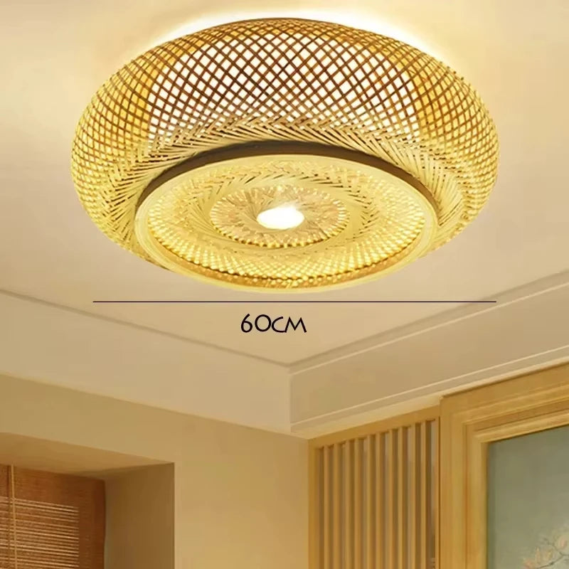 lampe moderne rustique bambou naturel toucher marche arrêt led e27 40cm 50cm 60cm 80cm