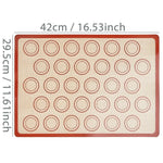 tapis cuisson silicone macarons cercles imprimés beige rouge moderne