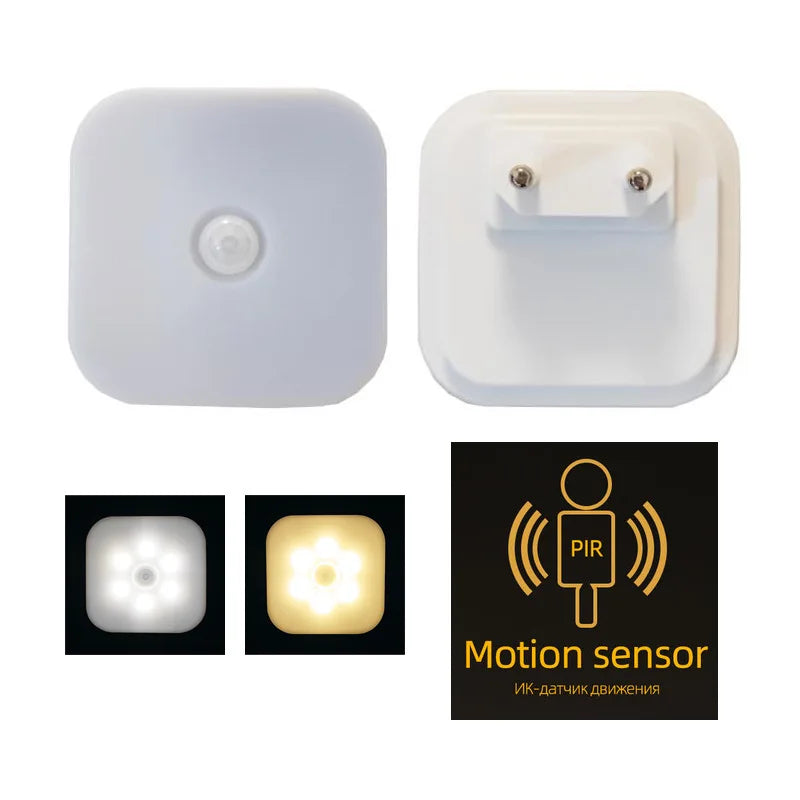 lampe nuit capteur mouvement blanc moderne prise murale led veilleuse sans fil rectangle flux