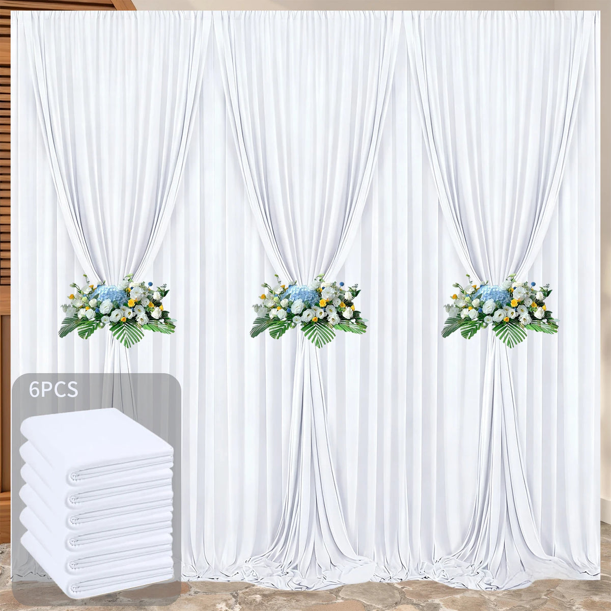 rideau fond scène blanc rose rouge moderne panneaux poignées 5ft 10ft opaques