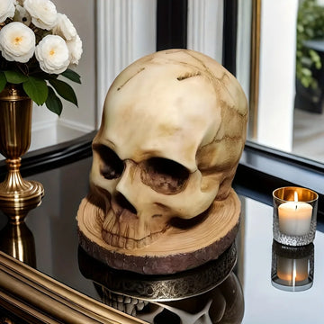 porte couteaux crâne sculpté bois couteaux assiettes fruits légumes halloween