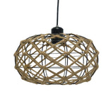 lampe suspendue tissage main cordes chanvre cadre métallique boho rustique naturel bois