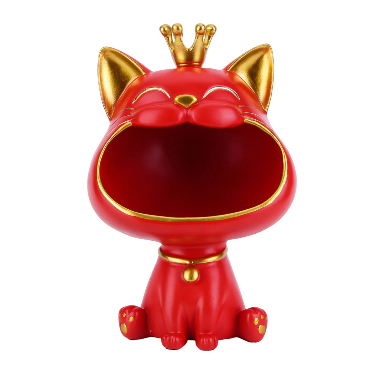 porte clés bijoux chat couronne moderne noir rouge blanc souriant opacité