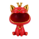 porte clés bijoux chat couronne moderne noir rouge blanc souriant opacité