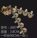 ruban dentelle doré fleurs classique polyester bricolage décoration partie accessoires artisanat élégant