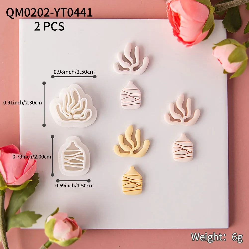 couteaux polymère bijoux pendentifs boucles oreilles motifs floraux moderne minimaliste argile PLA