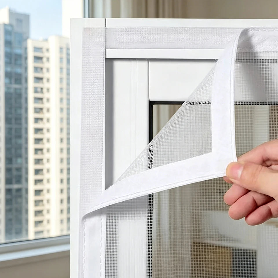 moustiquaire fenêtre autocollante blanche maille fine protection insectes velcro intérieur maison été réutilisable