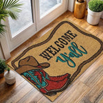 tapis d'entrée moderne antidérapant résistant bactéries 30x50cm 40x60cm noir motif bottes cowboys