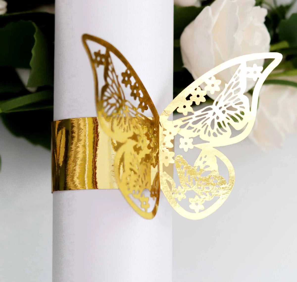 porte serviette papillon ajouré élégant doré rose bleu clair blanc pack 50 pièces transparents