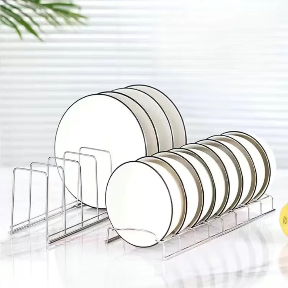 rangement assiettes couvercles casserole acier inoxydable blanc moderne minimaliste drainage auto transparent bois texturé