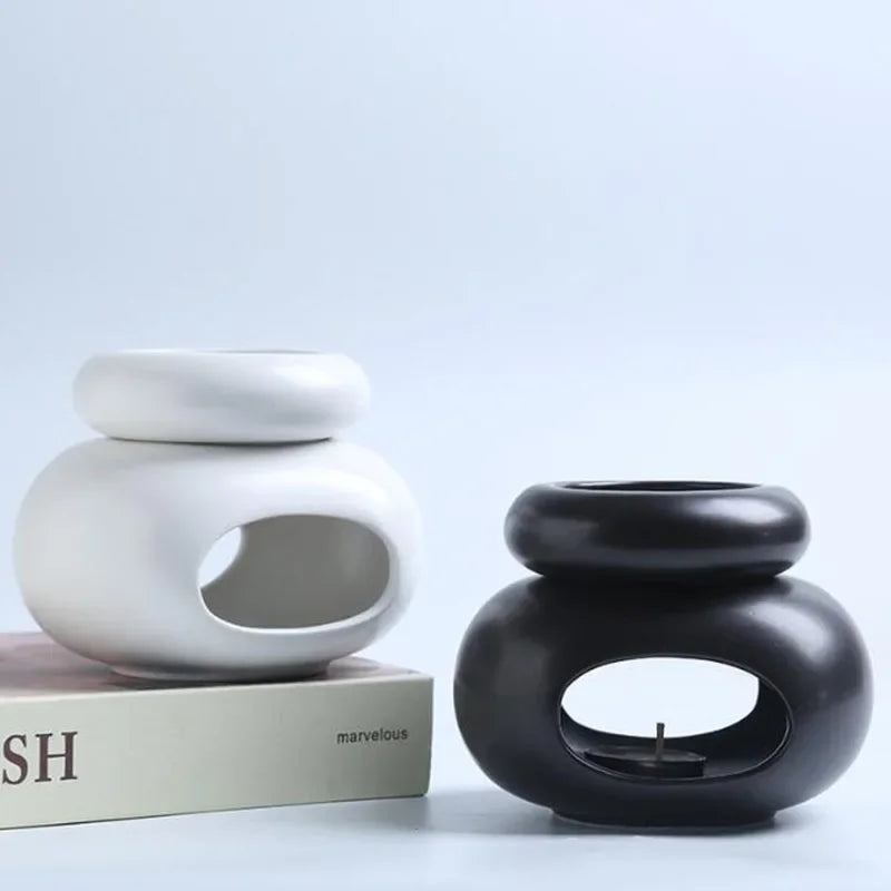 diffuseur huiles essentielles bougie chauffe parfum blanc noir moderne