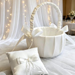 paniers mariage coussins alliances satin blanc rubans décorations mariage anniversaire noël valentin