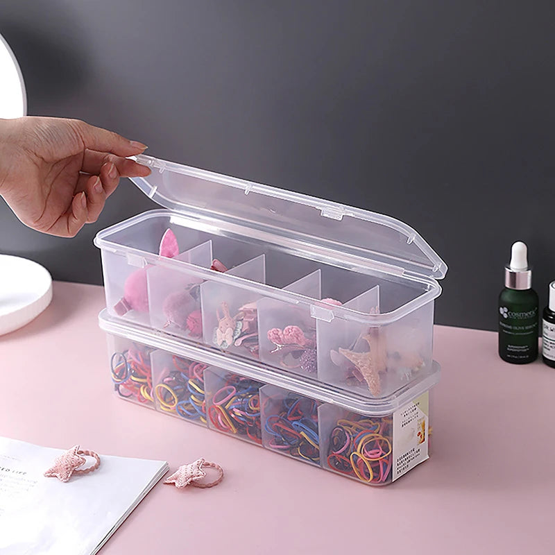 boîte rangement accessoires cheveux transparente imprimée clips rubans modernes pratique