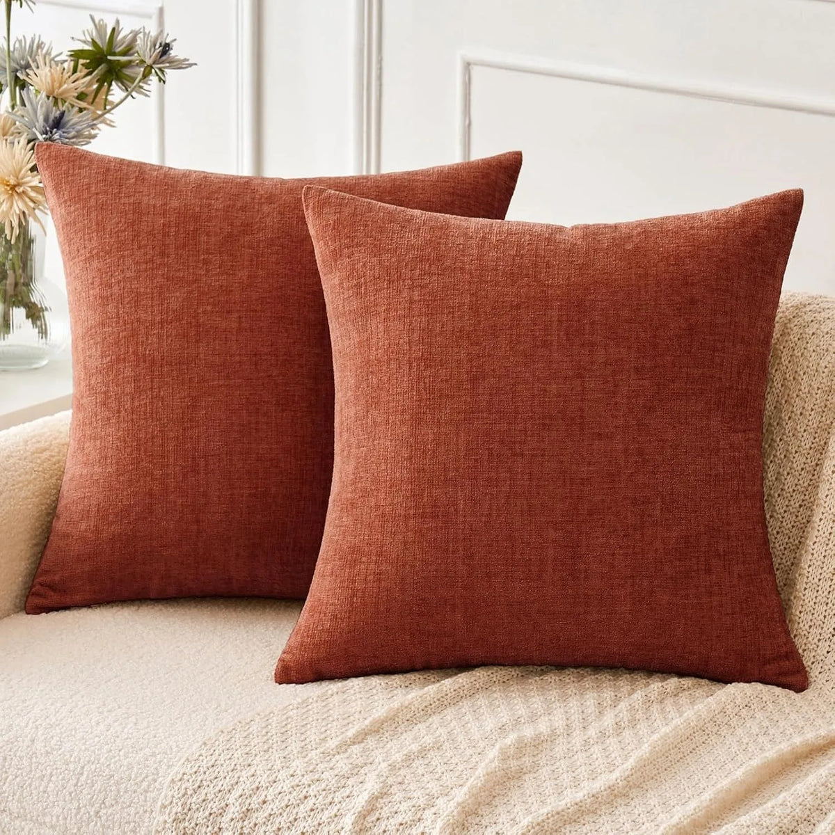 housse coussin carré vert olive texture lin moderne zip invisible canapé décoration maison